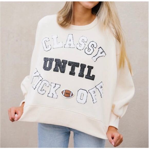 Judith March Tops - Judith March Classy Until Kickoff pullover